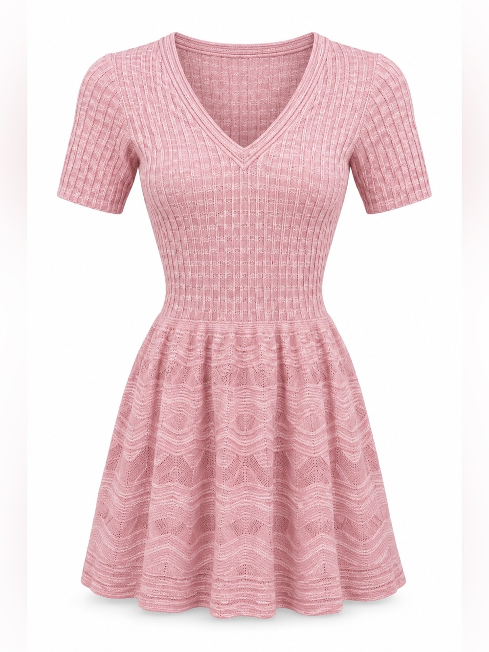 Missoni V-Neck Short-Sleeve Knit Mini Dress